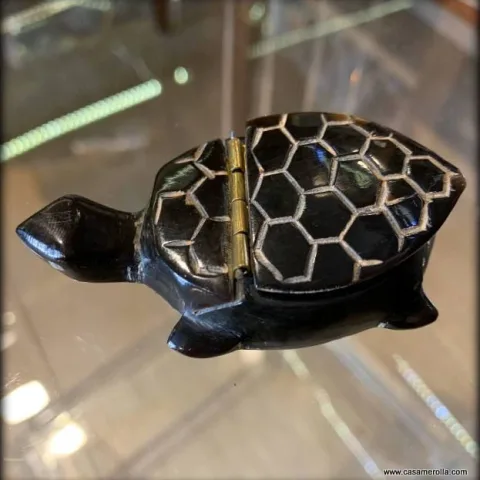 Pastillero Tortuga de madera y asta