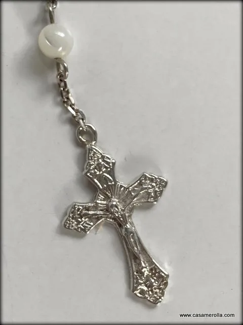 Rosario católico de ágata blanca - Imagen 6