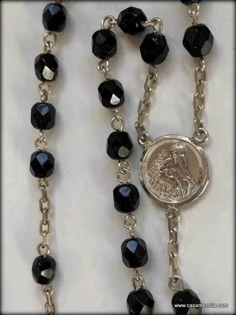 Rosario de ágata negra (ónix) y Plata - Imagen 2