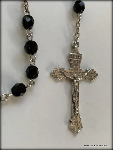 Rosario de ágata negra (ónix) y Plata - Imagen 3