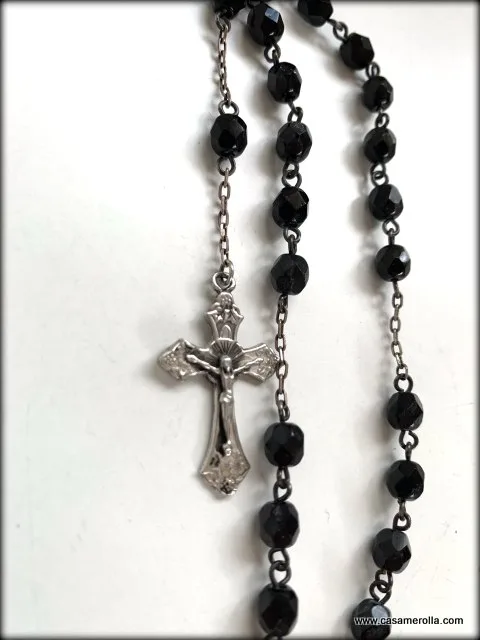 Rosario de ágata negra (ónix) y Plata - Imagen 4