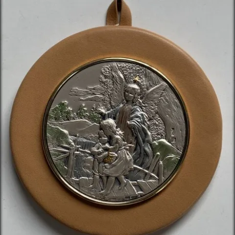 Bajorrelieve redondo placa de Plata 925º