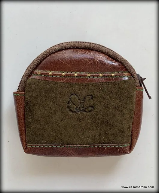 Monedero vintage de ante marrón