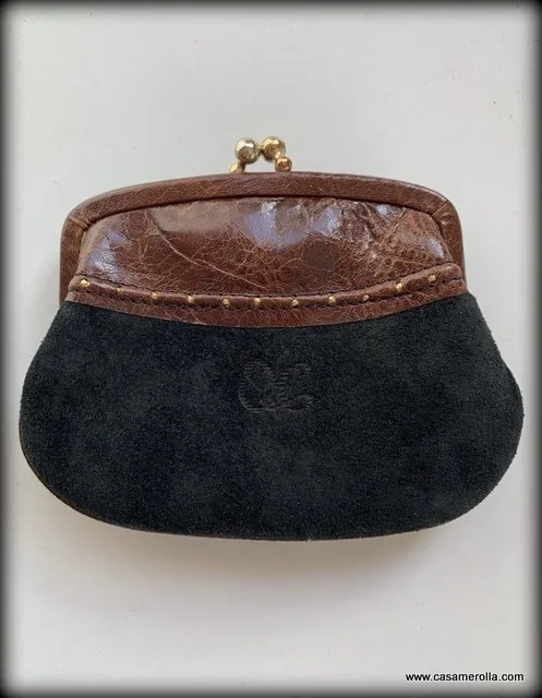 Monedero vintage de ante y piel